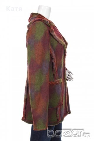 Ново шарено палто, вълна, S / М, брик, зелено, ефектно, снимка 3 - Палта, манта - 21034185