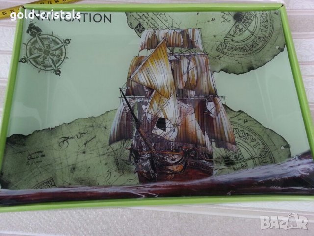 Голямо стъклено плато поднос , снимка 5 - Чинии - 23052798