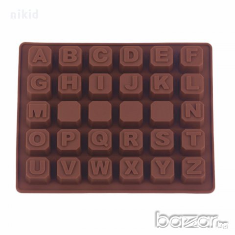 3D 26 латински латиница букви квадрат хапка кубче силиконов молд форма калъп декорация торта фондан