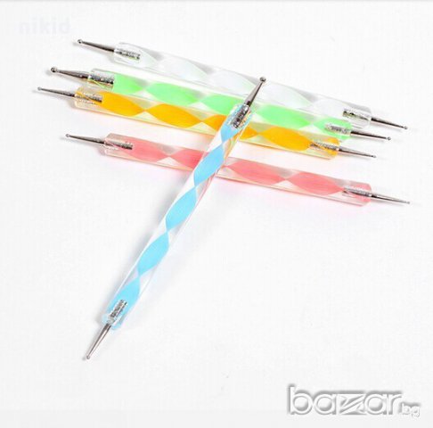 Комплект инструменти за точки 5 бр точкатори за маникюр нокти декорация двустранни 