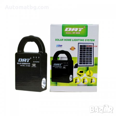 Комплект LED диодни лампи със соларен панел и акумулатор DAT AT-888, снимка 2 - Аксесоари и консумативи - 25255541