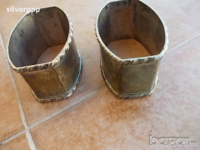  Сребърни салфетници -2 бр. , снимка 2 - Антикварни и старинни предмети - 19579050