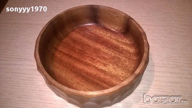 Ретро купа кръгла 15.5х4.5см-тиково дърво-внос швеицария