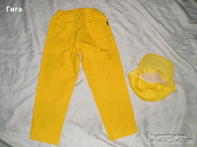 Жълти дънки и шапка с козирка, снимка 5 - Детски панталони и дънки - 18291149