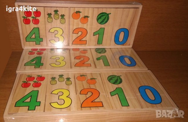 Големи дървени числа с плодове пъзел в кутия за най малките, снимка 5 - Образователни игри - 25012778