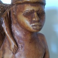  Дървена фигура на Африкански ловец , снимка 2 - Антикварни и старинни предмети - 25206072