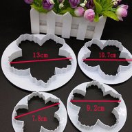 сет 4 огромни пластмасови резци форми за направа рошаво голямо цвете божур украса торта фондан резец, снимка 4 - Форми - 15457399