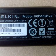 Belkin 150N Enhanced Wireless USB Adapter F6D4050 v2, снимка 1 - Мрежови адаптери - 18346606