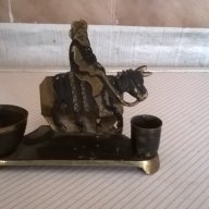 стар бронзов салфетник със свещници, снимка 1 - Антикварни и старинни предмети - 14161710