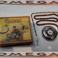 Сребърен джобен часовник OMEGA с ключ ОМЕГА 1895, снимка 2 - Джобни - 18213491