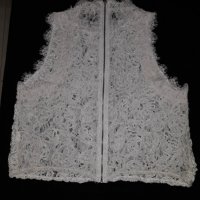 Дамски бял дантелен потник марка Zara с цип отзад , снимка 3 - Потници - 23816085