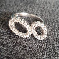Масивен сребърен пръстен проба 925 с кубични циркони / инфинити дизайн, снимка 1 - Пръстени - 26186417