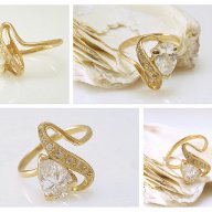 златен пръстен с циркон КАПКА 3.27 грама, снимка 1 - Пръстени - 18001737
