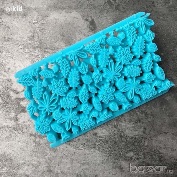 есенни листа пластмасова щампа плочка печат  за украса и декор на торти фондан борд, снимка 1