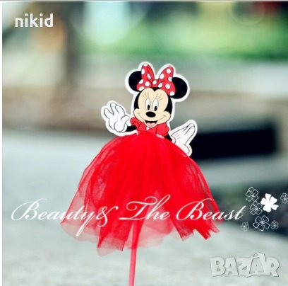 Мини Маус тюл топер клечка украса декорация за мъфини кексчета торта и парти, снимка 1