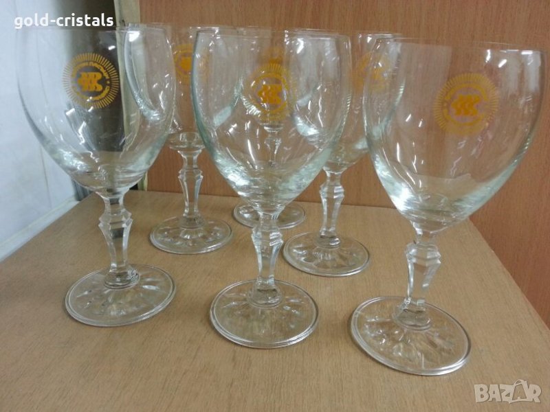 Кристални чаши за вино Балкантурист златни пясъци, снимка 1