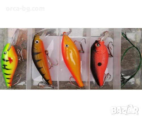 Воблери за риболов – комплект Gold Star с 4 броя и метални поводи, снимка 1