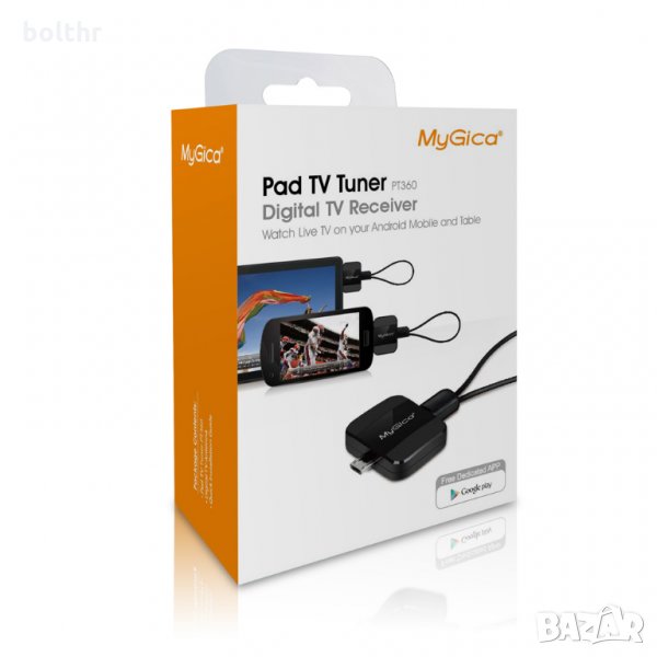 MYGICA PADTV PT360 DVB-T2 ТУНЕР ЗА ANDROID УСТРОЙСТВА, MICRO USB, снимка 1