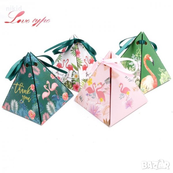 Хаваи Фламинго Кутии кутии пирамида кутийки подаръчни за лакомства торбички кутийки рожден кутия, снимка 1