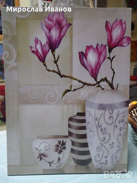 картина " Ваза с лилави цветя " / артикул 2/, снимка 1