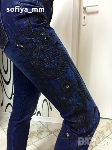 Дамски дънки с бродерия, снимка 3 - Дънки - 23086045