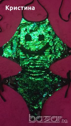 Дамски бански с двуцветни пайети, снимка 4 - Бански костюми - 20389992