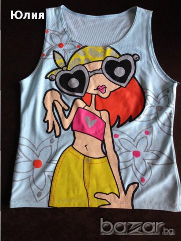 Desigual и др. Дамски топ / потник с щампа, снимка 6 - Корсети, бюстиета, топове - 11388589