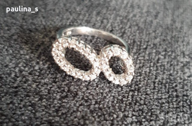 Масивен сребърен пръстен проба 925 с вковани циркони / инфинити дизайн