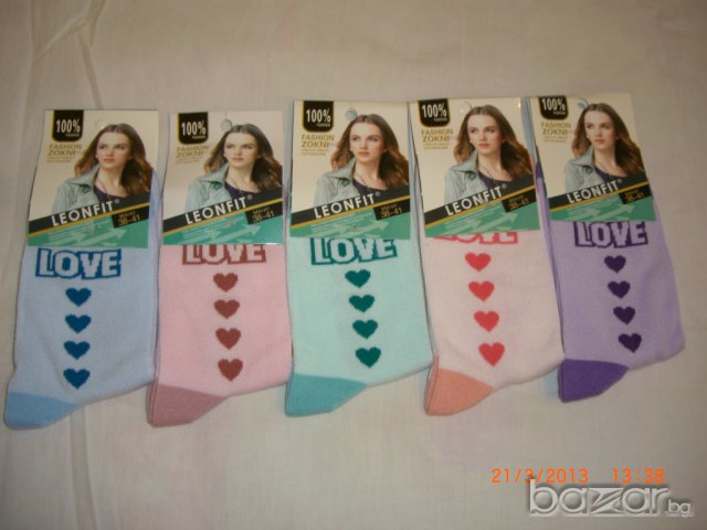 Комплект от 5 броя дамски памучни чорапи 1 лв./бр., снимка 1 - Други - 8230459