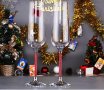 Ритуални чаши за шампанско с червени кристалчета в столчето, реплика на Сваровски , снимка 1 - Кетъринг - 24083366