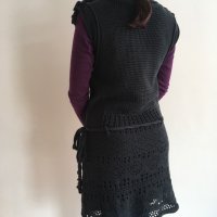 Тъмносиня рокля Junona плетиво, 100% памук, размер  S, снимка 2 - Рокли - 26124879