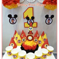 украса и аксесоари за детски рожден ден със снимка на детето и Мики Маус, снимка 1 - Детегледачки, детски центрове - 20205407