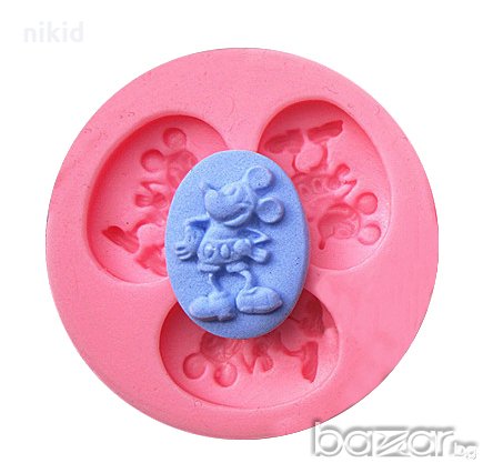 3 мини Мики Мауса в кръг силиконов молд форма декорация торта фондан шоколад и др., снимка 1