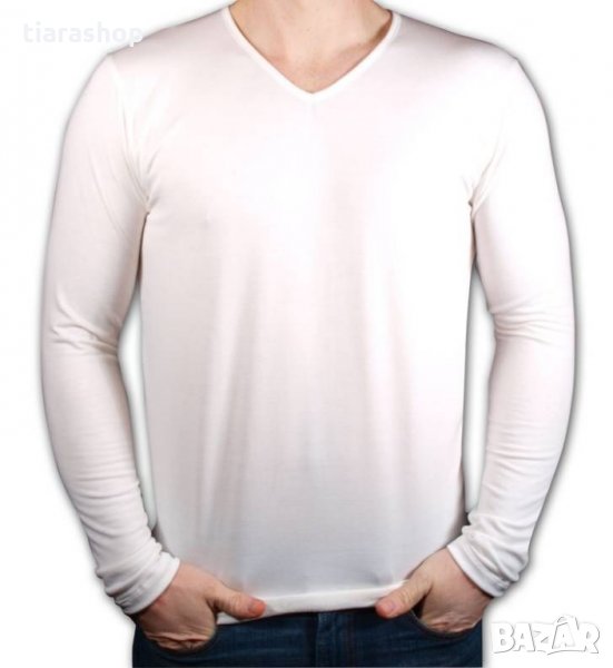 Мъжка Тениска Дълъг ръкав Шпиц Памук Ликра 1-132 ТИАРА ГАЛИАНО, снимка 1