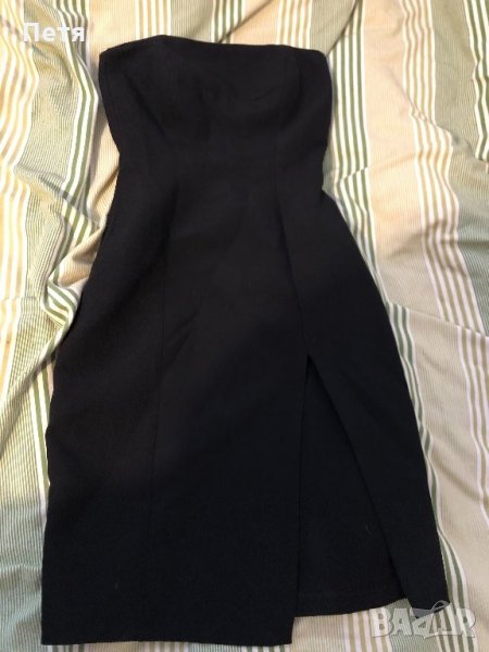 Дамска черна рокля с цепка, снимка 1