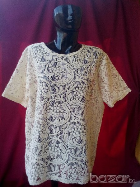 Кремаво бяла дантелена туника ХЛ+, снимка 1