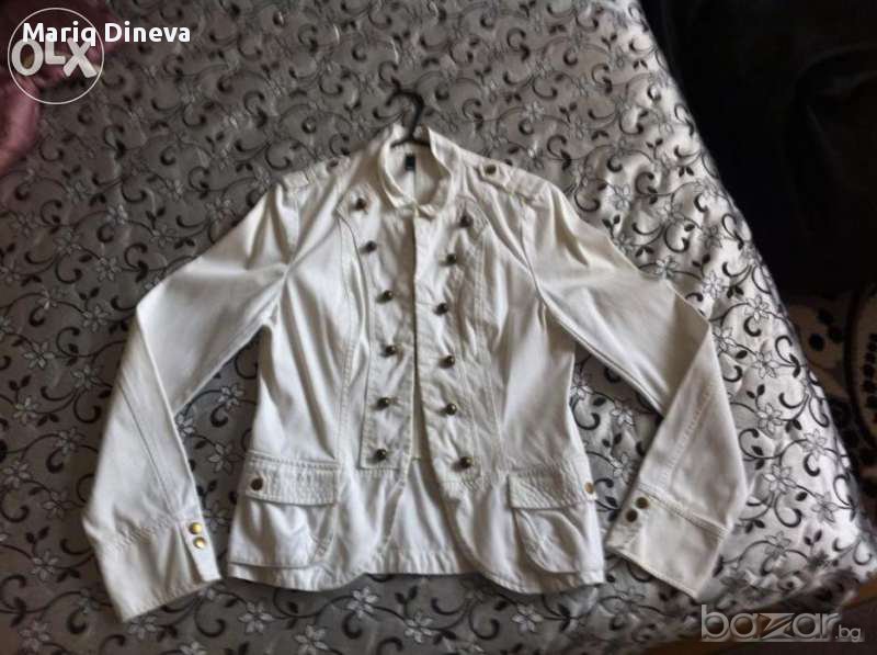 Бяло вталено дънково дамско сако H&M, снимка 1