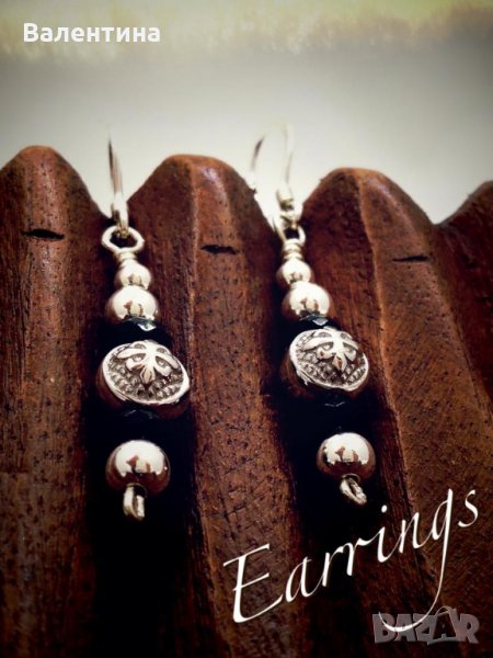 Сребърни обеци със фасетиран кварц+ ПОДАРЪК, снимка 1