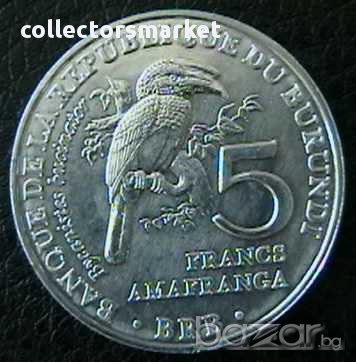 5 франка 2014(птица тромпетист), Бурунди, снимка 1