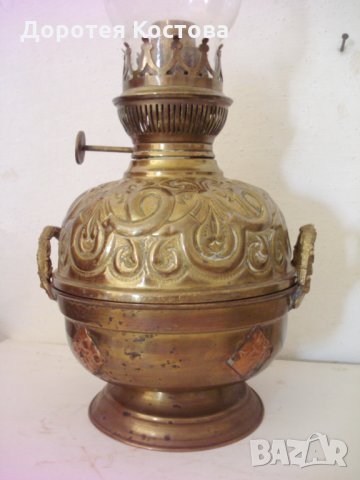 Стара лампа от месинг, снимка 2 - Антикварни и старинни предмети - 25412904