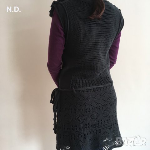 Тъмносиня рокля Junona плетиво, 100% памук, размер  S, снимка 2 - Рокли - 26124879