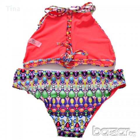 Пъстър бански с кръстосани връзки , снимка 3 - Бански костюми - 17368463