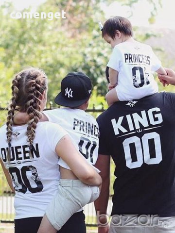 МАМА, ТАТКО И АЗ! Сет мъжка, дамска и детска тениска KING & QUEEN PRINCE(SS)! ПОРЪЧАЙ С ТВОЯ ИДЕЯ!, снимка 2 - Тениски - 14512987