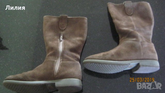Пролетни ботуши Clarks UK 2,5  EUR 35, естествен велур, снимка 5 - Детски обувки - 24812084