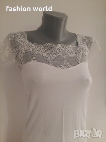  Дамска тениска с дантела, снимка 4 - Тениски - 23366428