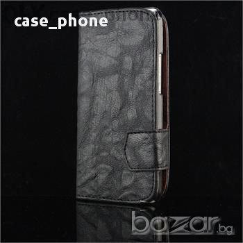 Нов черен флип кейс от кожа за HTC The One M7