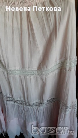 Дълга лятна розова пола с дантели, снимка 3 - Поли - 15325251