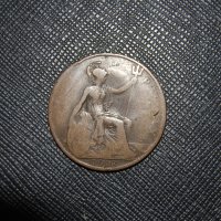 1 пени Великобритания 1918 Крал Джордж, снимка 2 - Нумизматика и бонистика - 19130969