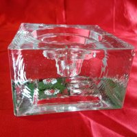 Красив Двустранен Свещник Кристално Стъкло, снимка 1 - Антикварни и старинни предмети - 25074195