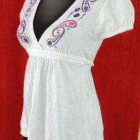 Блуза с бродерия - индийски орнаменти! , снимка 4 - Тениски - 21371363
